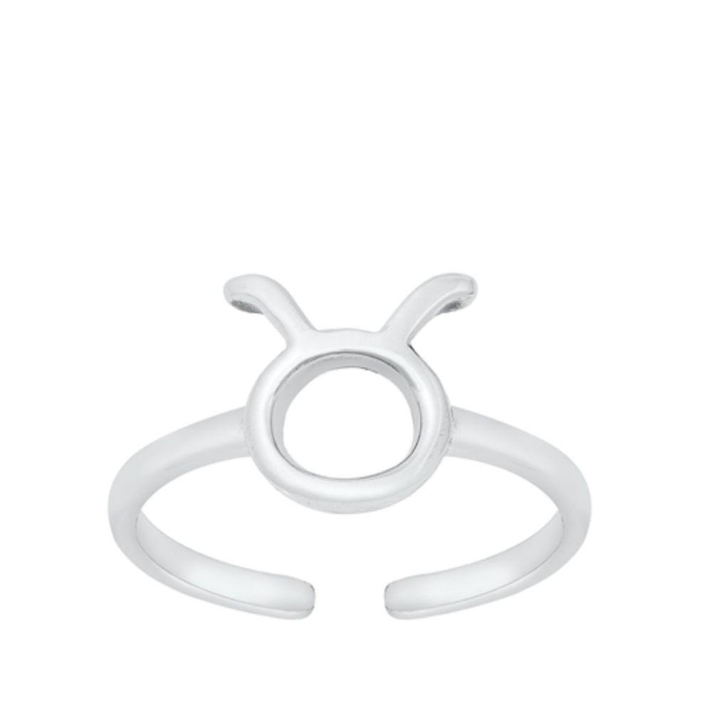 Sterling Silver Taurus Zodiac Sign Toe Ring - silverdepot