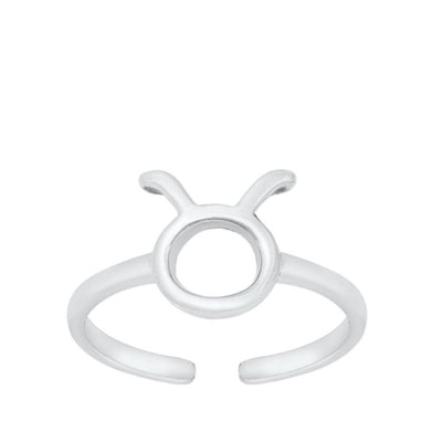 Sterling Silver Taurus Zodiac Sign Toe Ring - silverdepot