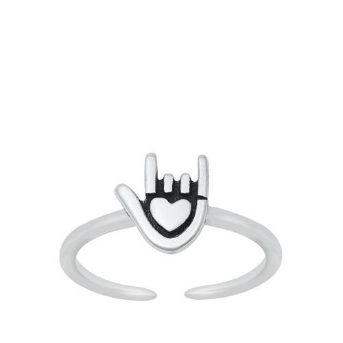 Sterling Silver I Love You Sign Toe Ring - silverdepot
