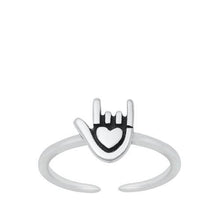 Load image into Gallery viewer, Sterling Silver I Love You Sign Toe Ring - silverdepot