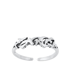 Sterling Silver Oxidized Birds Toe Ring