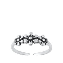 Load image into Gallery viewer, Sterling Silver Oxidized Flowers Toe Ring