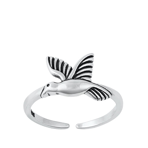 Sterling Silver Oxidized Hummingbird Toe Ring