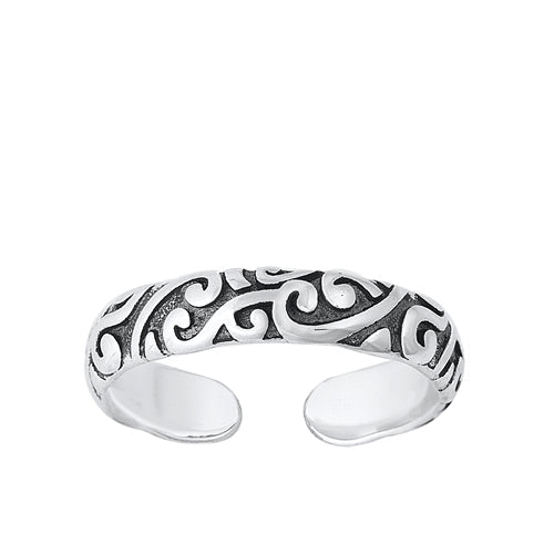 Sterling Silver Oxidized Vines Toe Ring