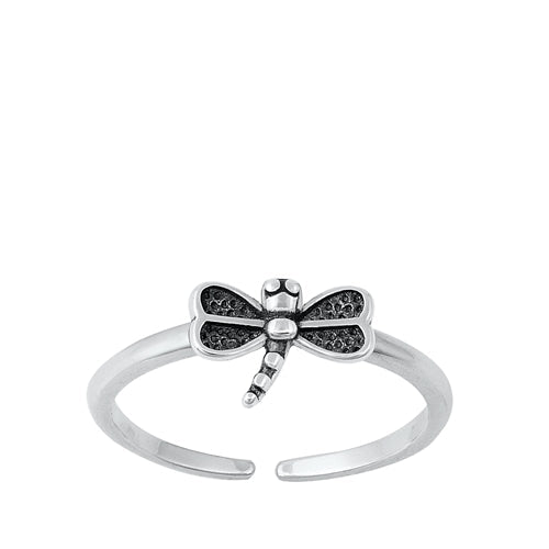 Sterling Silver Oxidized Dragonfly Toe Ring