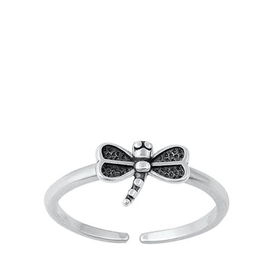 Sterling Silver Oxidized Dragonfly Toe Ring