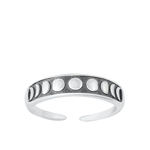 Sterling Silver Oxidized Moon Phase Toe Ring