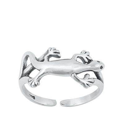 Sterling Silver Oxidized Lizard Toe Ring