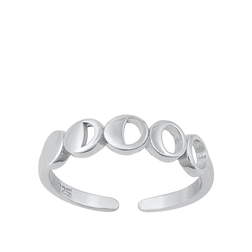 Sterling Silver Rhodium Plated Moon Phase Toe Ring