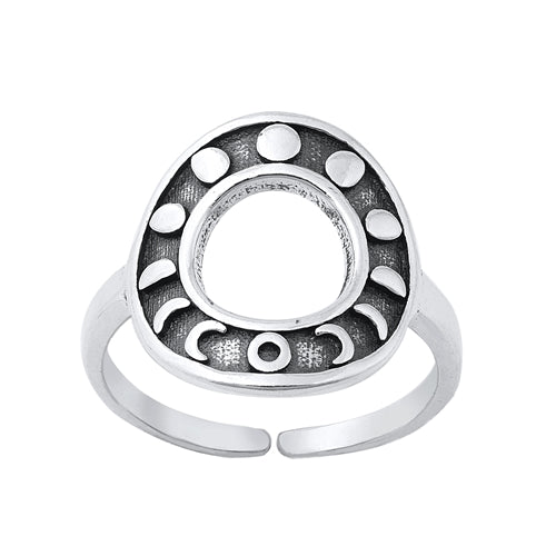 Sterling Silver Oxidized Moon Phases Toe Rings