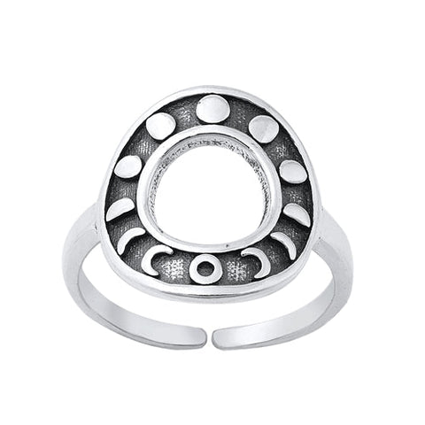 Sterling Silver Oxidized Moon Phases Toe Rings