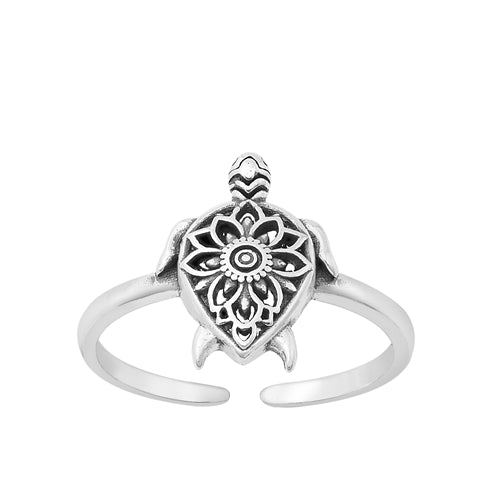 Sterling Silver Oxidized Turtle Toe Rings