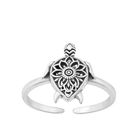 Sterling Silver Oxidized Turtle Toe Rings