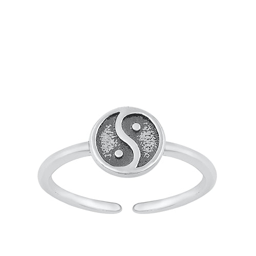 Sterling Silver Oxidized Yin Yang Toe Ring