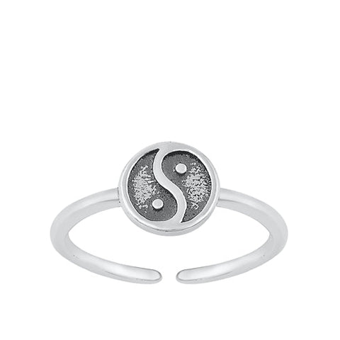 Sterling Silver Oxidized Yin Yang Toe Ring