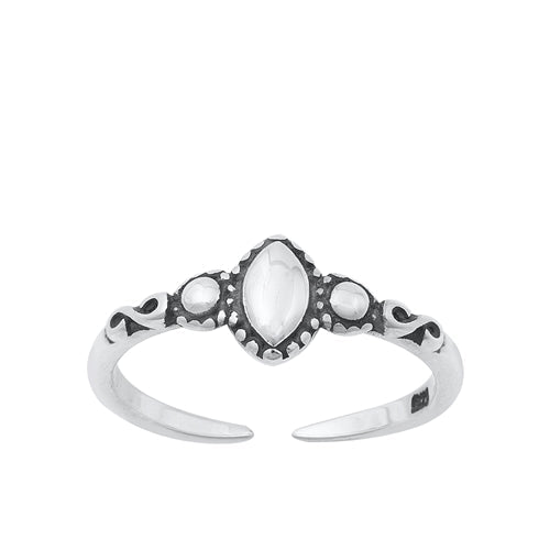 Sterling Silver Oxidized Oval Center Bali Toe Rings