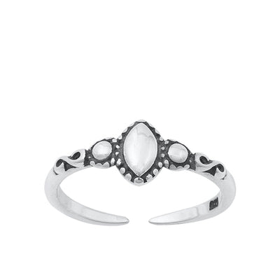 Sterling Silver Oxidized Oval Center Bali Toe Rings