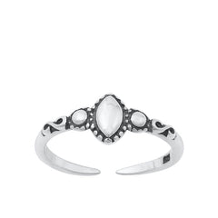 Sterling Silver Oxidized Oval Center Bali Toe Rings