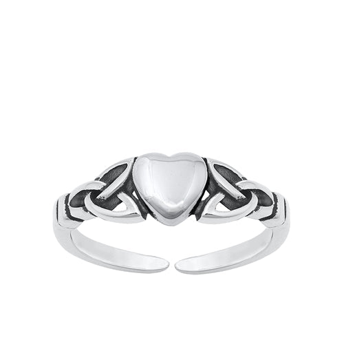 Sterling Silver Oxidized Celtic Heart Toe Rings