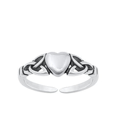 Sterling Silver Oxidized Celtic Heart Toe Rings