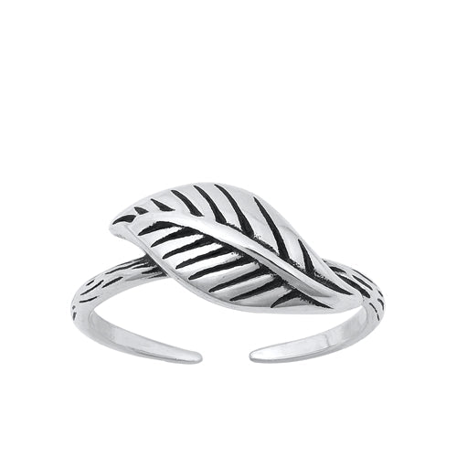 Sterling Silver Oxidized Leaf Toe Rings