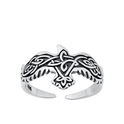 Sterling Silver Oxidized Aztec Bird Toe Ring