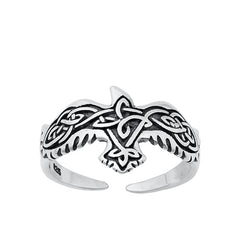 Sterling Silver Oxidized Aztec Bird Toe Ring