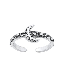 Load image into Gallery viewer, Sterling Silver Oxidized Moon And Stars Toe Ring