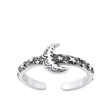 Sterling Silver Oxidized Moon And Stars Toe Ring