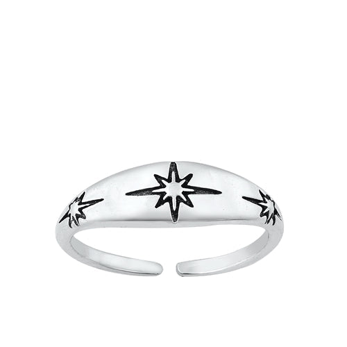 Sterling Silver Oxidized North Star Toe Rings