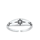 Sterling Silver Oxidized North Star Toe Rings