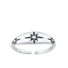 Sterling Silver Oxidized North Star Toe Rings