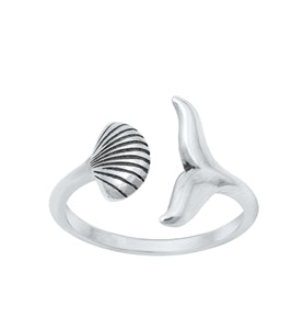 Sterling Silver Oxidized Fish Tail Toe Ring