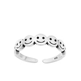 Sterling Silver Oxidized Happy Face Toe Ring