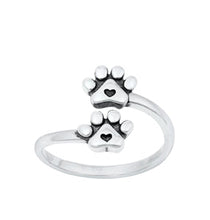 Load image into Gallery viewer, Sterling Silver Oxidized Paw Prints Toe Ring