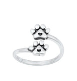 Sterling Silver Oxidized Paw Prints Toe Ring