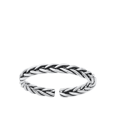 Sterling Silver Oxidized Rope Toe Ring