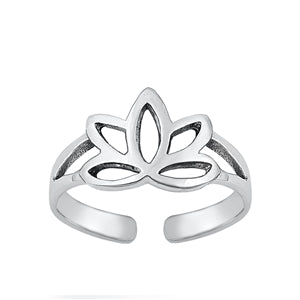Sterling Silver Oxidized Lotus Toe Ring