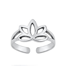 Load image into Gallery viewer, Sterling Silver Oxidized Lotus Toe Ring