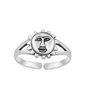 Sterling Silver Oxidized Sun Toe Ring-8 mm