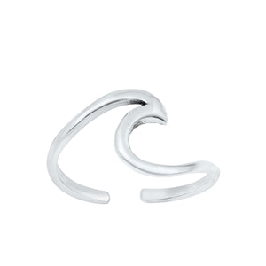 Sterling Silver Oxidized Wave Toe Ring