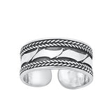 Sterling Silver Oxidized Bali Toe Ring-7.1 mm