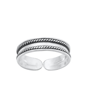 Sterling Silver Oxidized Bali Toe Ring-3.8 mm