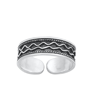 Sterling Silver Oxidized Bali Swirl Toe Ring-5 mm