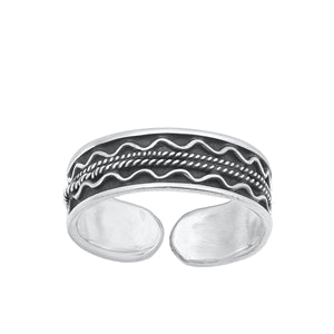 Sterling Silver Oxidized Bali Toe Ring-5 mm