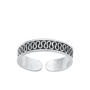 Sterling Silver Oxidized Bali Toe Ring-3.6 mm
