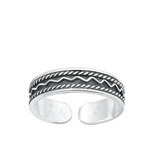 Sterling Silver Oxidized Bali Toe Ring-3.6 mm
