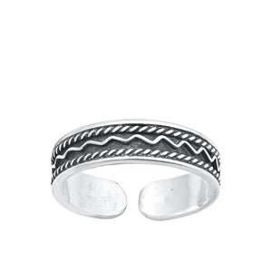 Sterling Silver Oxidized Bali Toe Ring-3.8 mm