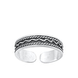 Sterling Silver Oxidized Bali Toe Ring-3.8 mm