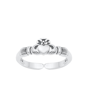 Sterling Silver Oxidized Claddagh Toe Ring